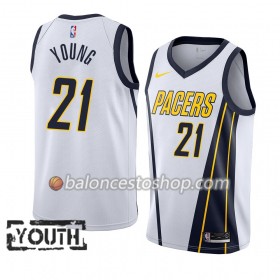 Camiseta Niños NBA Indiana Pacers Thaddeus Young 21 2018-19 Nike Blanco Swingman